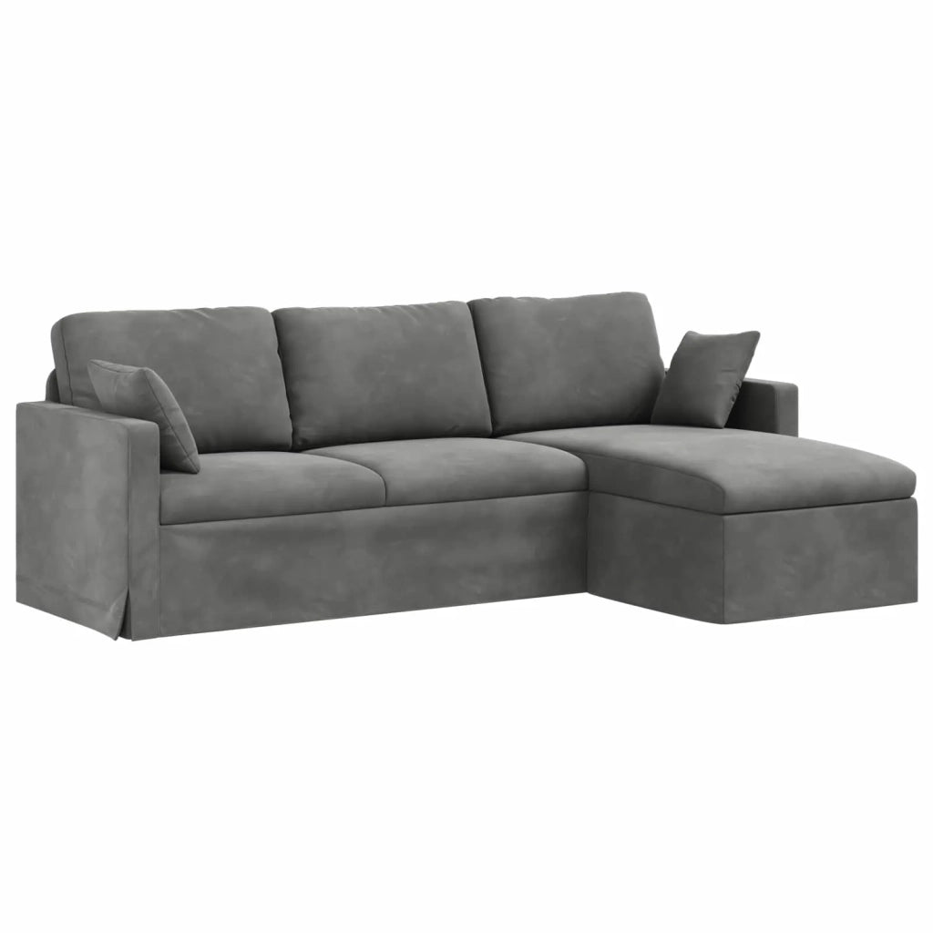Divano Grigio scuro 198 x 134 x 80 cm Velluto