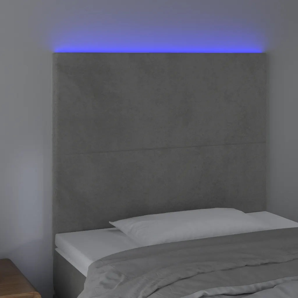Testiera a LED Grigio Chiaro 80x5x118/128 cm in Velluto 3122174