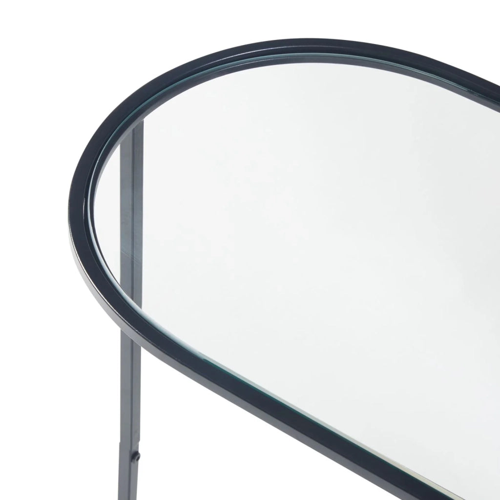 Tavolino laterale 50 x 50 x 35 cm metallo vetro nero 03_0010970