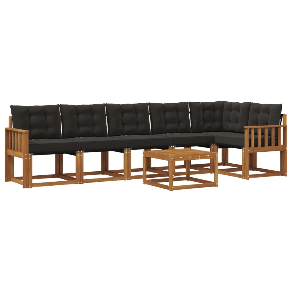 Set di divani da esterno con cuscino 7 pcs Naturale e Nero 3368735