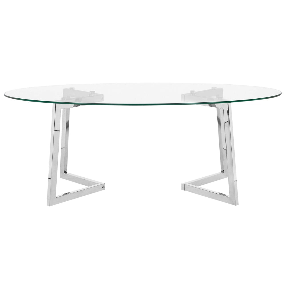 Tavolino da caffè in vetro argento 120 x 60 cm con gambe in metallo moderno