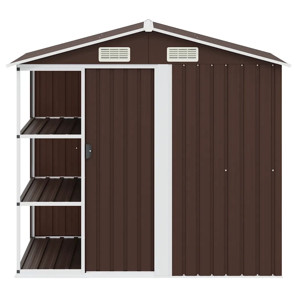 Capanno da Giardino con Scaffali Marrone 205x130x183 cm Ferro 47105