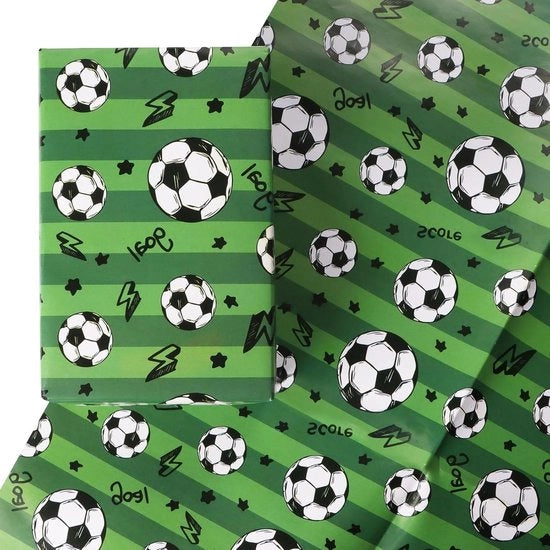 Papel da carta per festeggiare il calcio - 4 fogli, 50 x 70 cm, Ideale per le feste tematiche del calcio e Natale