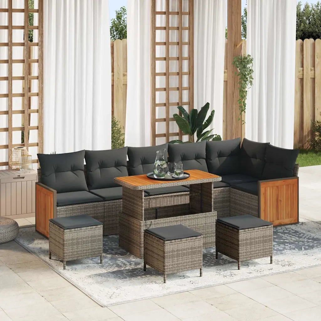 Set Divano da Giardino con cuscino 12 pcs Grigio polyrattan 3365283