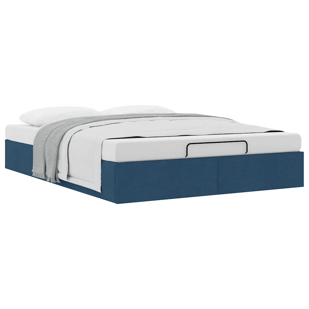 Struttura Letto Pouf senza Materasso Blu 140x190 cm in Tessuto