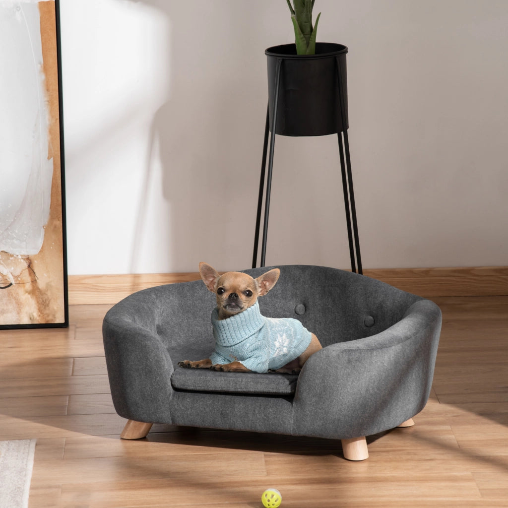 Cuccia per Cani Piccola Taglia con Cuscino ¨C Xylo ¨C Grigio Antracite 70x47x30cm