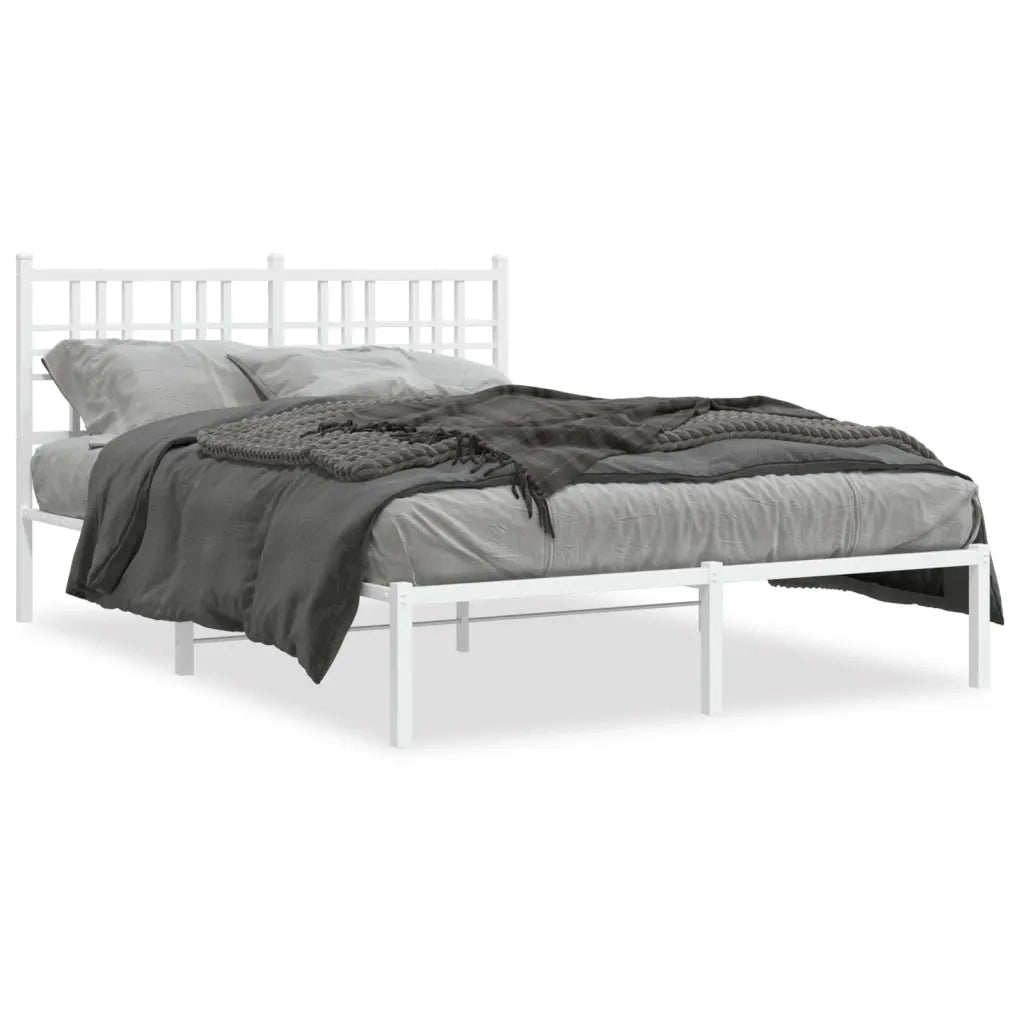 Giroletto con Testiera-Struttura Letto con testiera Metallo Bianco 140x200 cm 161405