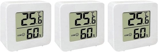 Termometro e igrometro digitale con display LCD per uso interno - Apparecchio di misura wireless per temperatura e umidità (3 pezzi)