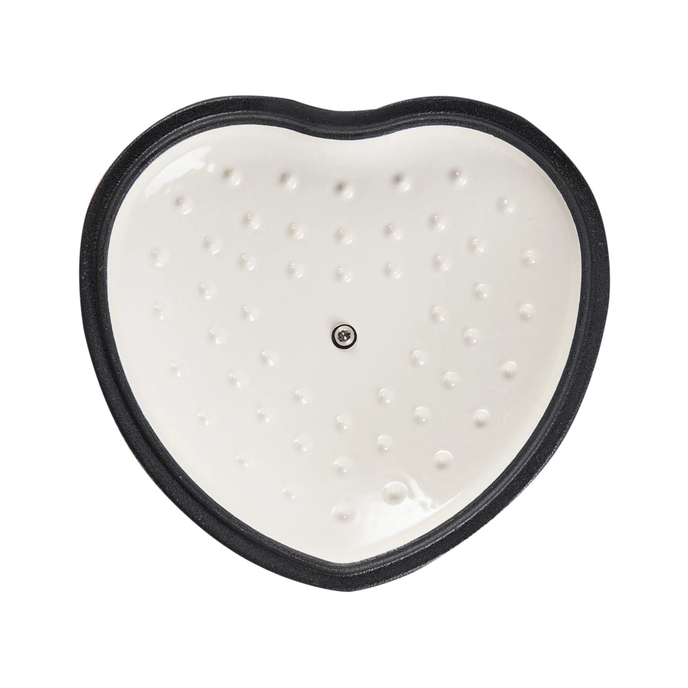 Casseruola rosa in ghisa smaltata con coperchio e manopola in acciaio inossidabile a forma di cuore adatta al forno e compatibile con tutti i tipi di piano cottura per la cucina