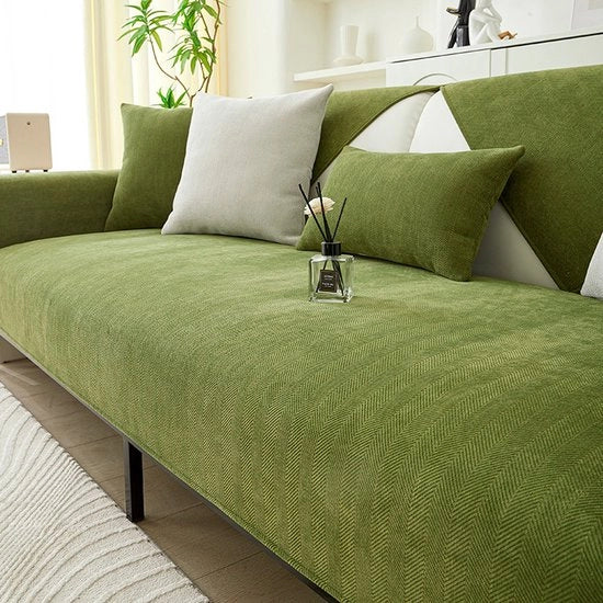Banco con tessuto a chenille a scacchi, sedia per tutto l'anno, antiscivolo e impermeabile, facile da pulire, morbido e idoneo per la pelle, confortevole e respirante, adatto per la sala da soggiorno - Grasgroen, 90*120cm