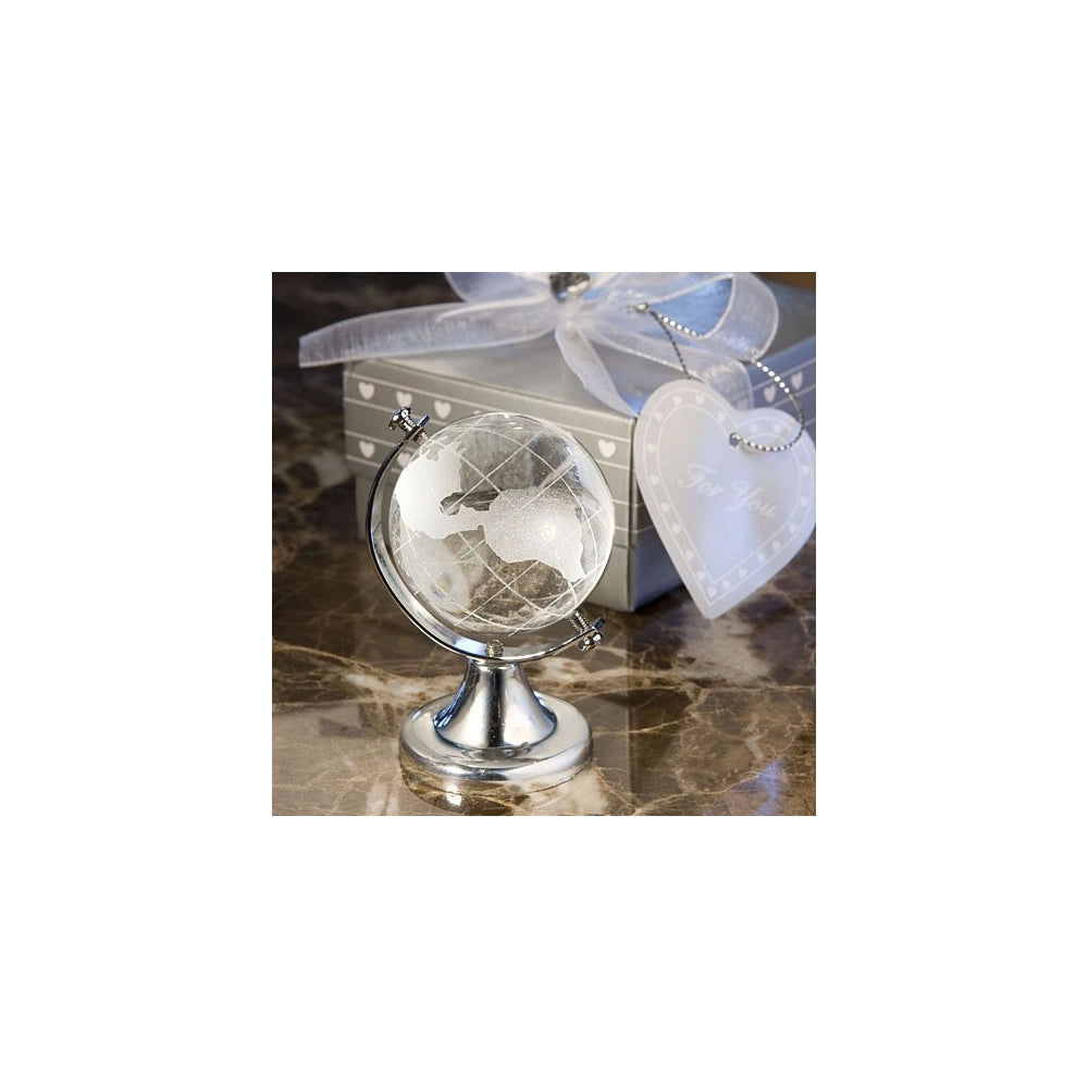Trade Shop - Bomboniera Mappamondo In Vetro Diametro 6cm Per Comunione Wedding Battesimo -