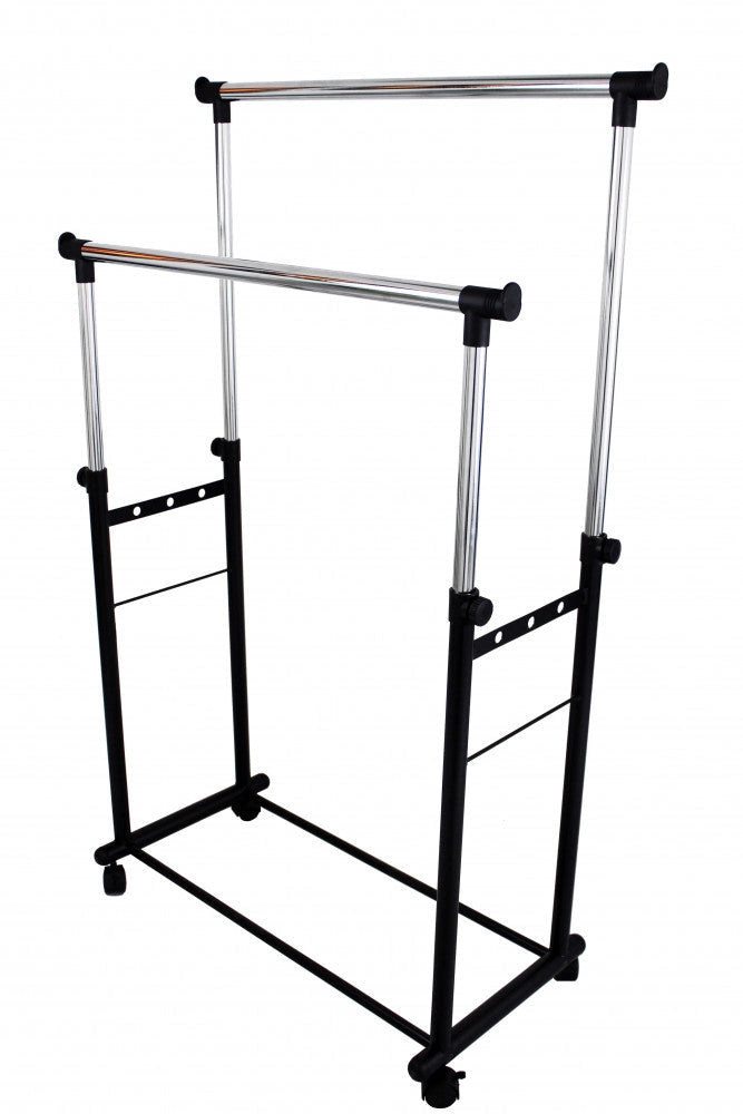 Stand Appendiabiti 85x44x90/160 cm in Acciaio Nero