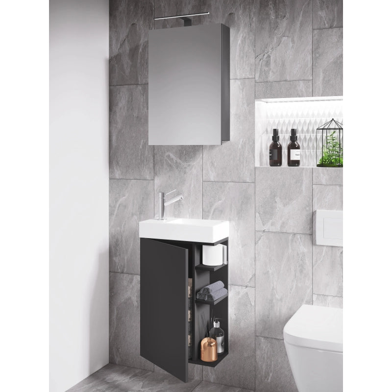 Forma di Ezooza Mobile Sospeso con lavabo in ceramica di alta qualità ed armadietto a specchio, Antracite ,