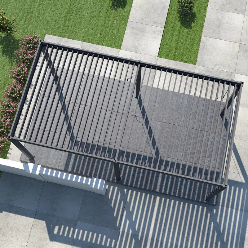 Pergola bioclimatica Ombréa autoportante VS - 3x6M Anthracite + 2 tende