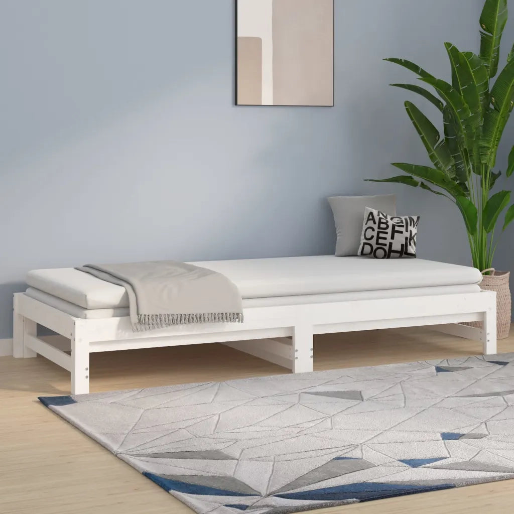 Dormeuse Estraibile Bianca 2x(90x200) cm Legno Massello di Pino cod mxl 62029
