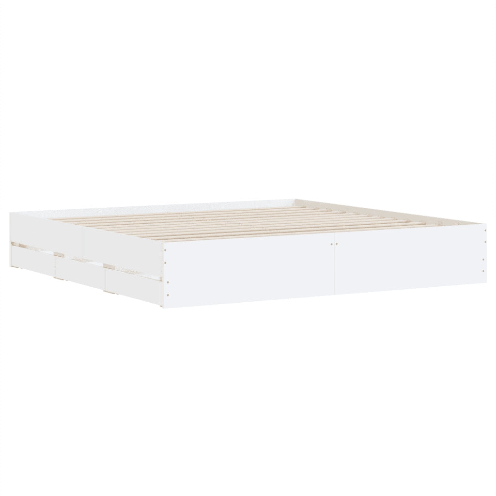 Giroletto con Cassetti Bianco 200x200 cm in Legno Multistrato