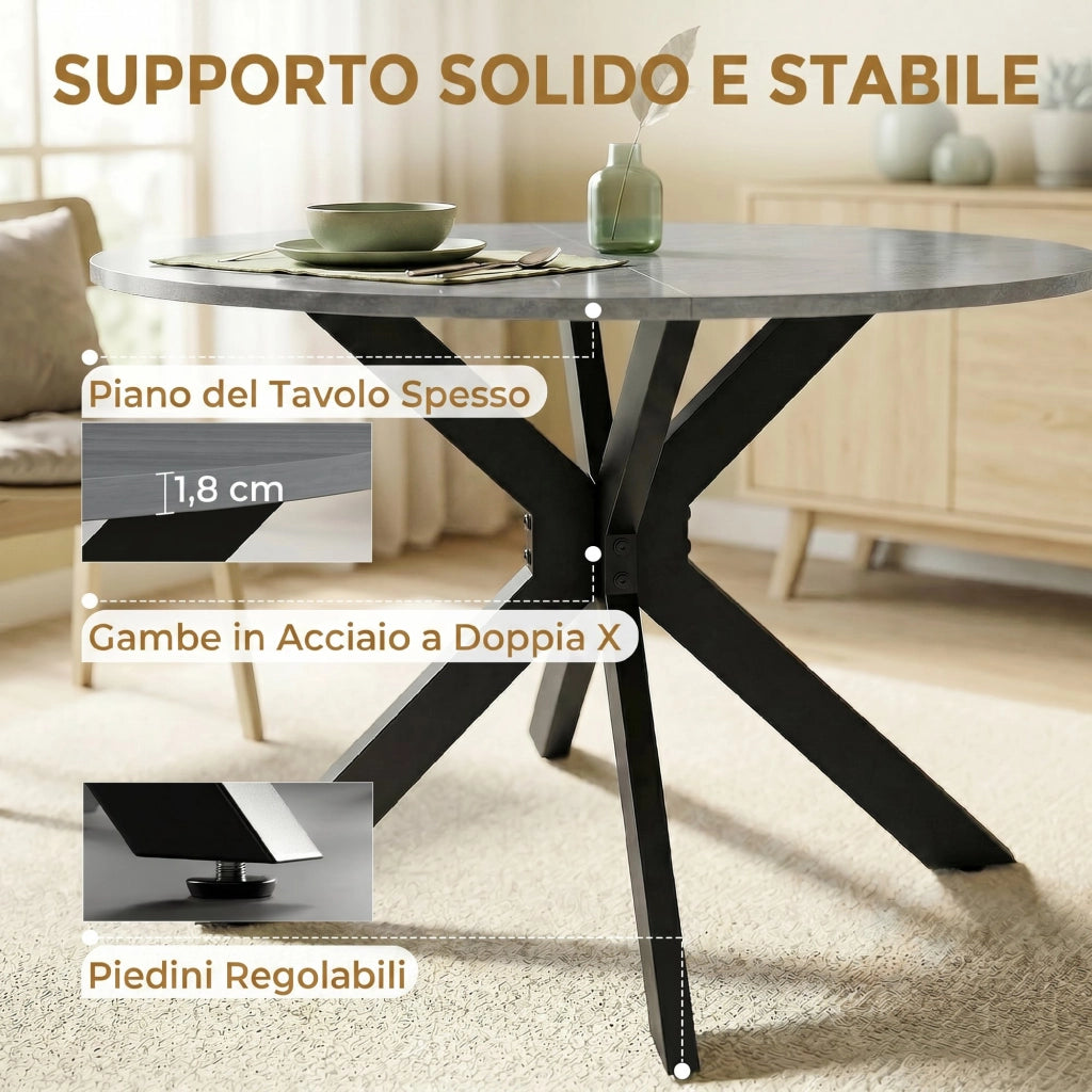 Tavolo da pranzo allungabile pieghevole 2-6 persone ¨C Xylo ¨C struttura acciaio grigio cemento