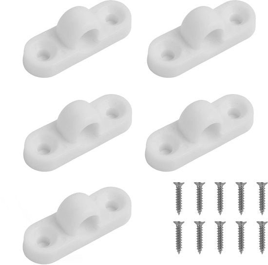 Set di sostegni per tenda 5 pezzi - Vandelli in plastica - Fissaggi zoncolari - Apertura foro 8 mm - Resistente al tempo - Montaggio facile - Sostegni per tenda