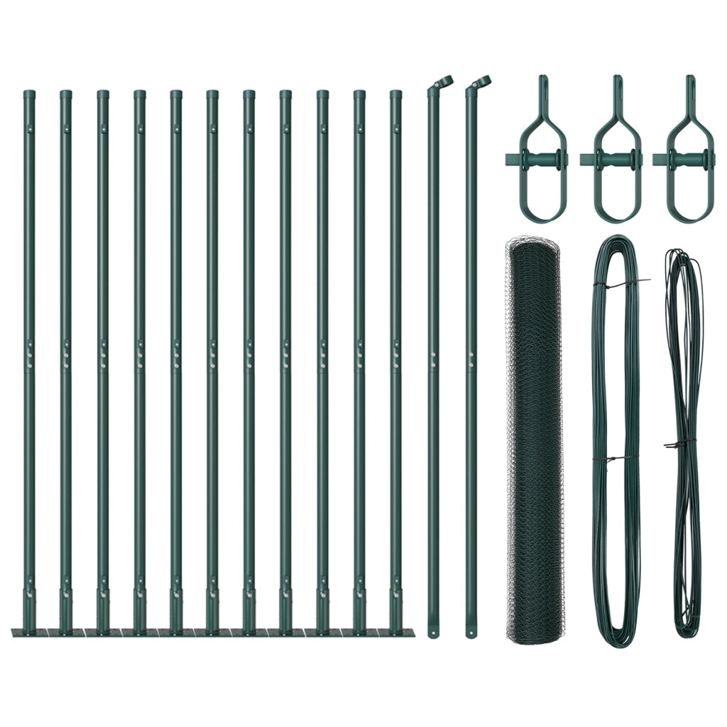 Set di Recinzione Set di 2 Verde Scuro Acciaio Zincato 25 x 1 m