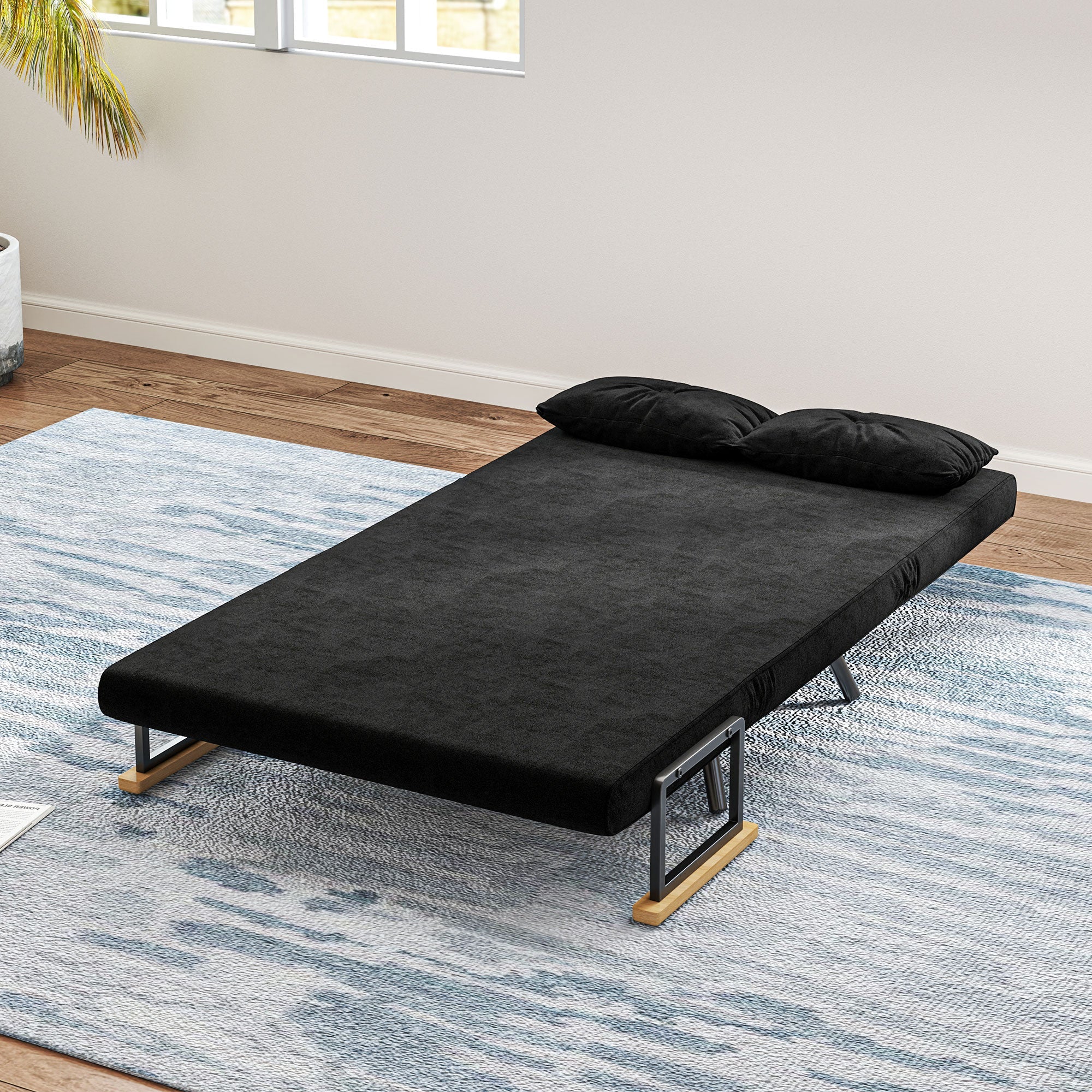 Divano Letto Schienale Regolabile 102x73x81 cm in Velluto Nero