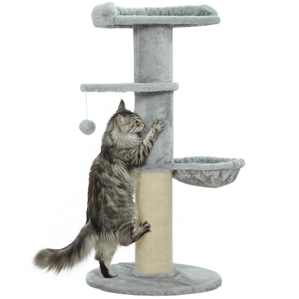 Albero tiragraffi per gatti con letto e piattaforma ¨C zephmum ¨C 103.5 cm grigio chiaro