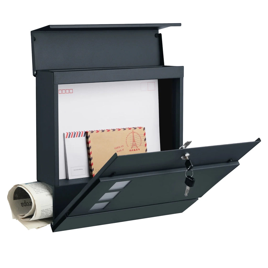 Cassetta postale moderna con porta giornali coperchio chiudibile a chiave facile da installare grigio antracite 12_0004393
