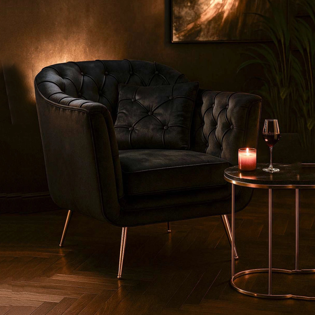 Poltroncina Turtuk, Poltrona con Cuscino, 88x83x91h cm Nero
