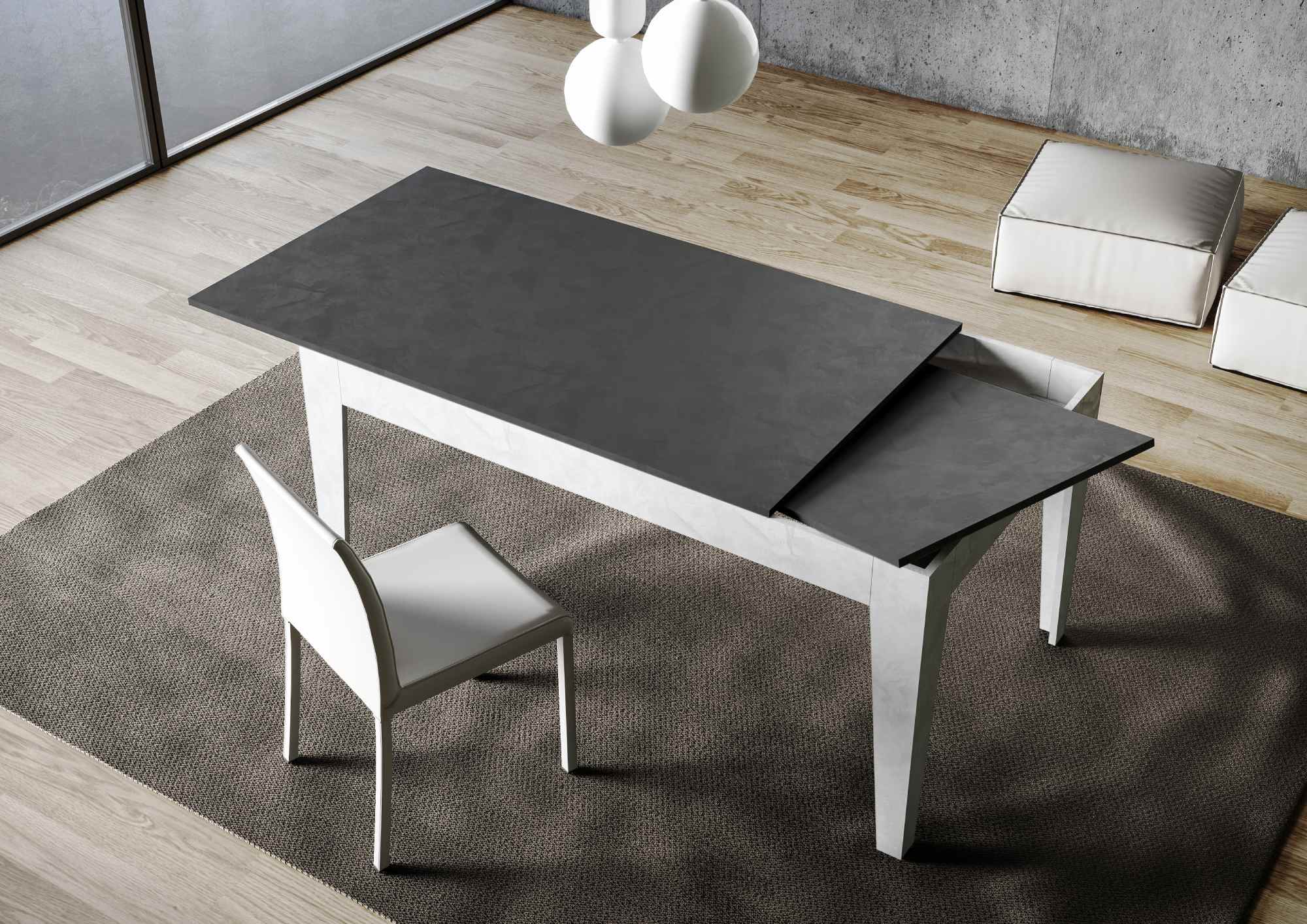 Tavolo Allungabile 120-180x90x77 cm Cico Mix Antracite Spatolato