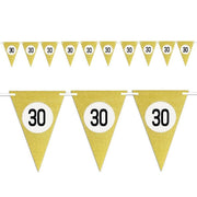 Trade Shop - Bandierine Festa Compleanno Anniversari Set 10pz Triangolari Festone Oro 30 Anni -
