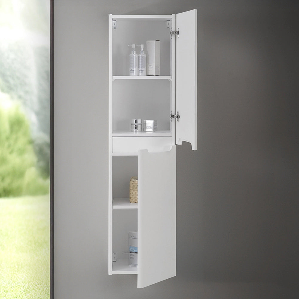 Colonna bagno sospesa 140 cm bianco lucido 2 ante soft-close Stillo