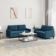 Set di Divani 2 pz con Cuscini Blu in Velluto 3201505