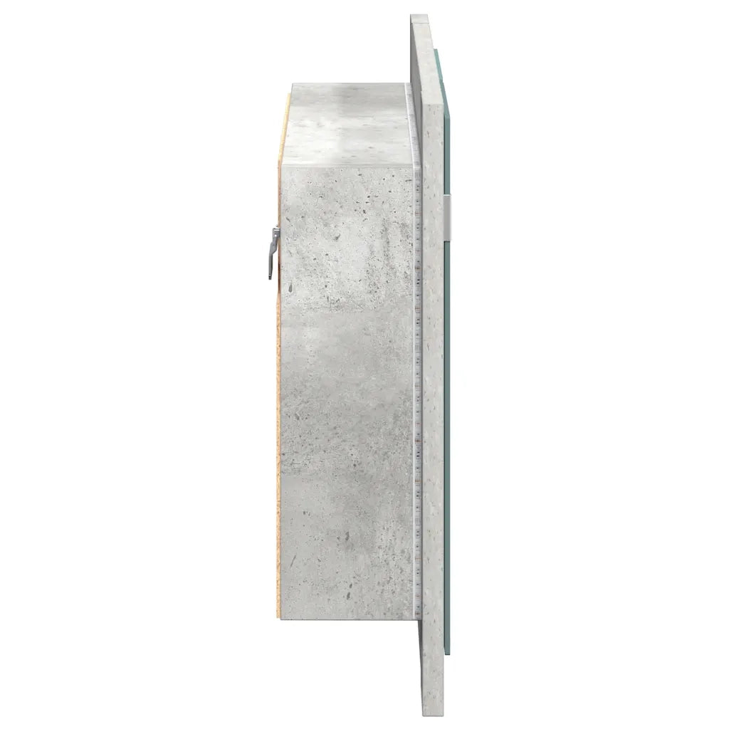 Armadietto a Specchio | Armadio da bagno con Luci LED Grigio Cemento in Acrilico