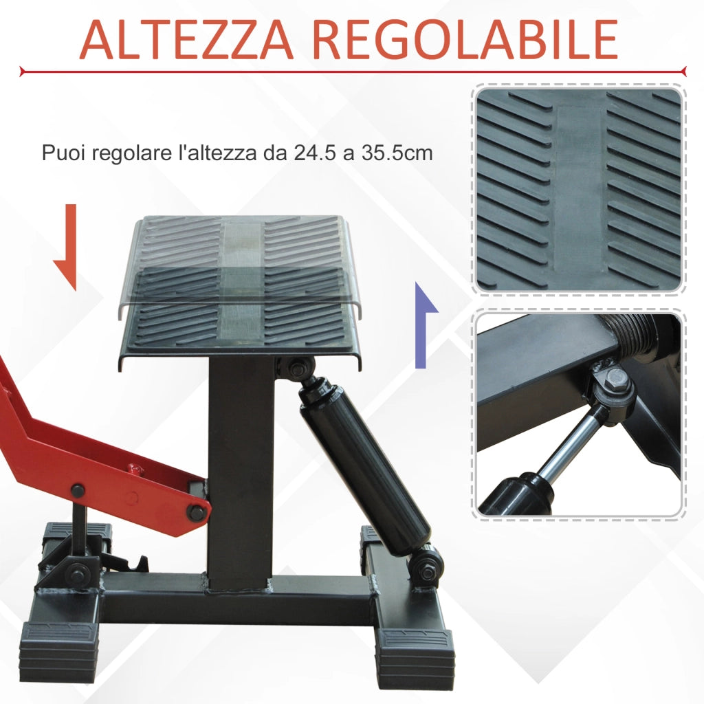 Cavalletto Alzamoto Regolabile ¨C zephmum ¨C Nero e Rosso, Acciaio e Gomma, 28x17.5x24.5-35.5 cm
