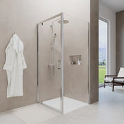 Box doccia 90x80 cm angolare apertura a battente vetro 6mm trasparente | Apulia