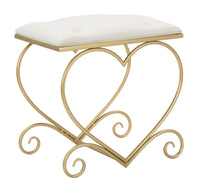Sgabello Heart Crema 50x37,5x51,5 cm in Ferro e MDF e Spugna e Poliestere Oro e Rosa