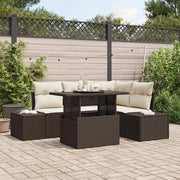 Set Divano da Giardino con cuscino 5 pcs Marrone polyrattan 3357911