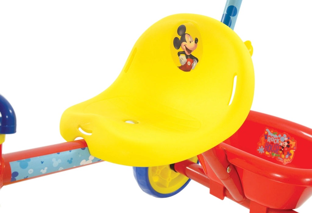 Triciclo a Pedali Primi Passi per Bambini con Maniglione Genitoriale Rimovibile e Vano Contenitore Disney Mickey Mouse