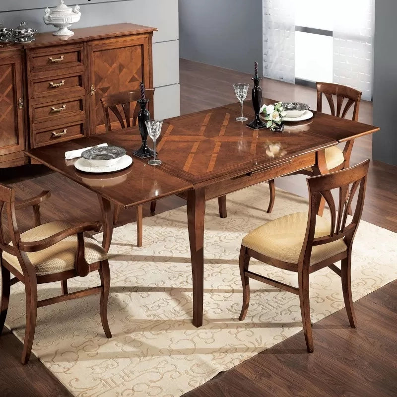 Tavolo quadrato allungabile classico legno bassano 110x110x80 - Mobili 2G