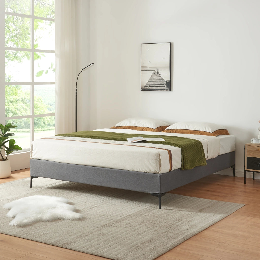 Letto Francese Lilla 140x200 cm con Fodera Protettiva - Grigio Scuro [en.casa]
