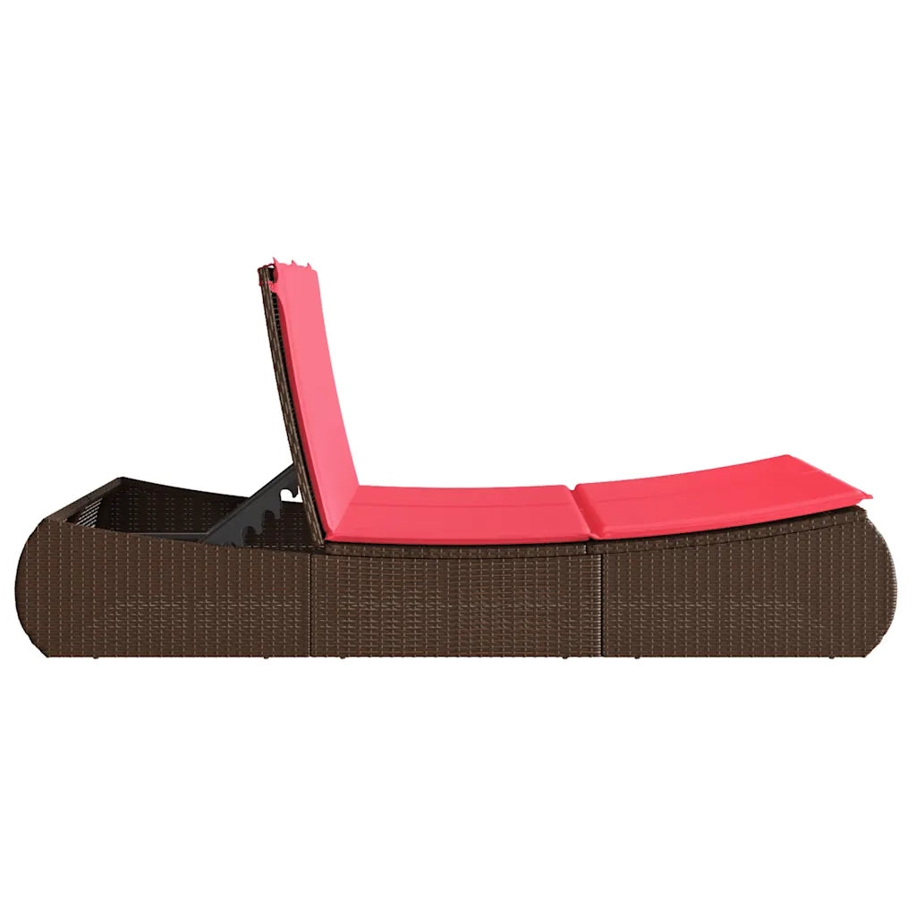 Lettino Prendisole con Cuscini Marrone in Polyrattan 368096