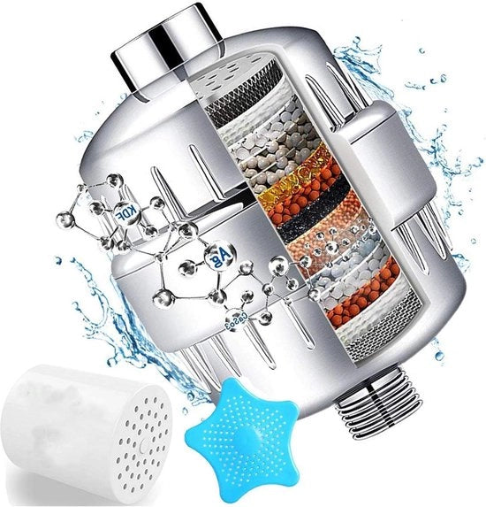 Filtro per doccia con 20 trappole e vitamina C per acqua dura - rimuove cloro e metalli pesanti - filtro intercambiabile