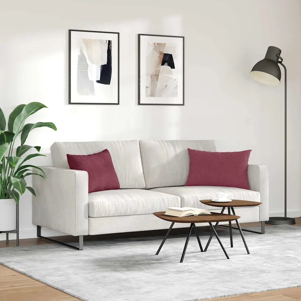 Cuscini da Divano 2 pz | Cuscini per sedie Rosso Vino 60 x 40 cm Tessuto
