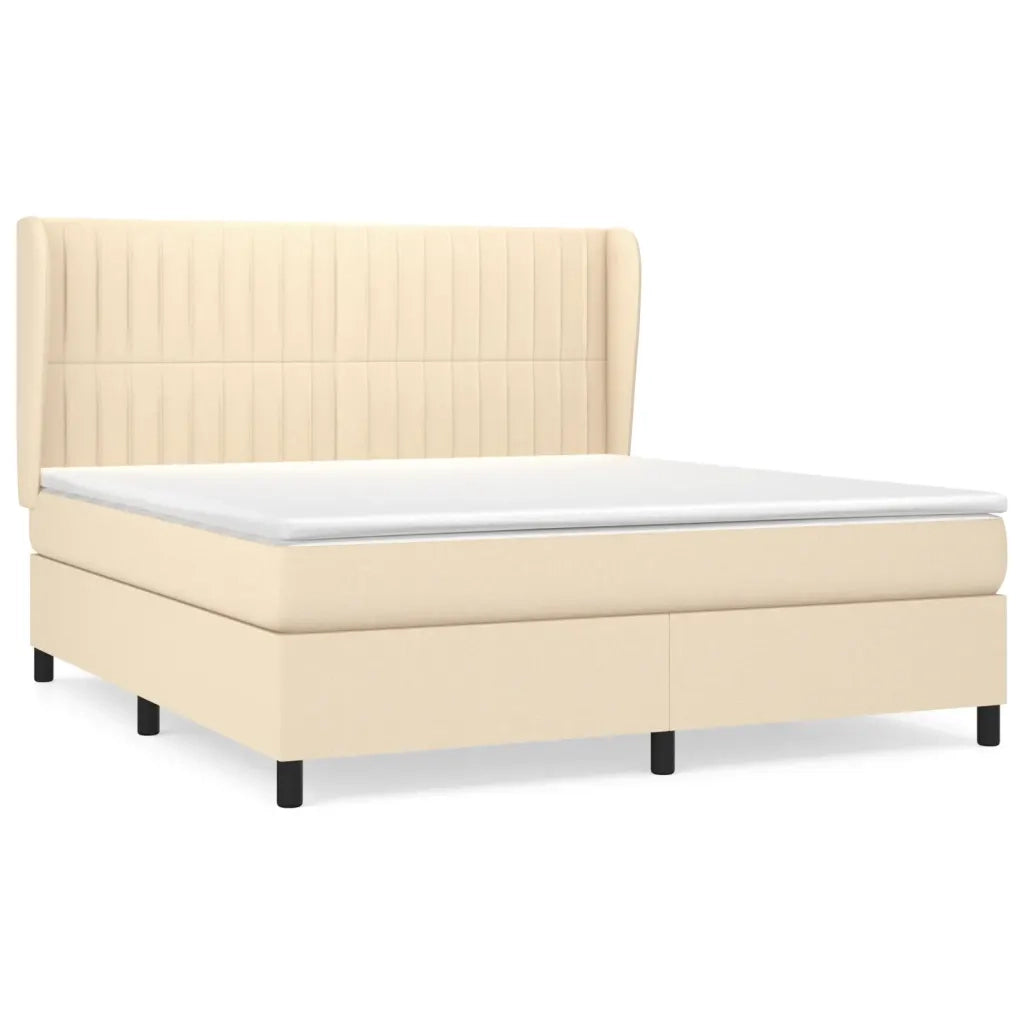 Giroletto a Molle con Materasso Crema 180x200 cm in Tessuto