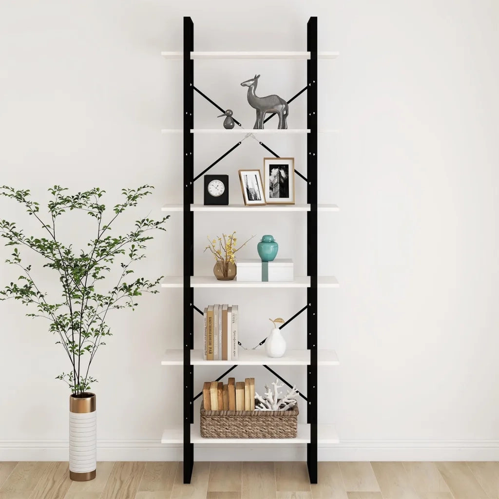 Scaffale Alto Bianco 80x30x210 cm in Legno Massello di Pino 806543