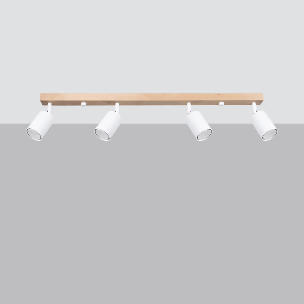 Spot soffitto barra bianca legno 4xGU10 Junglo Pure Lume