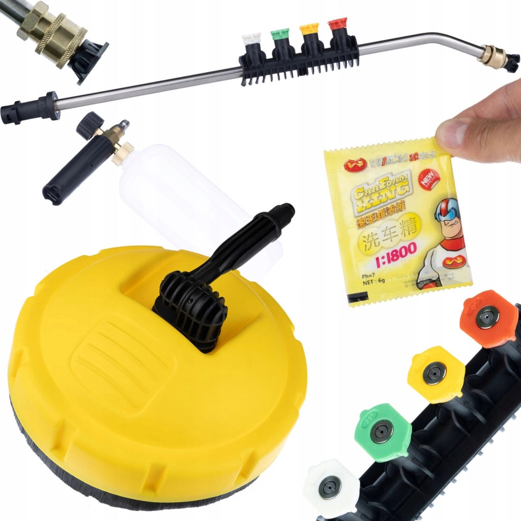 Set di Accessori per Idropulitrice compatibile con Kärcher K2–K7 – Spazzola Rotante, Lancia 15°, Schiumogeno 1000 ml