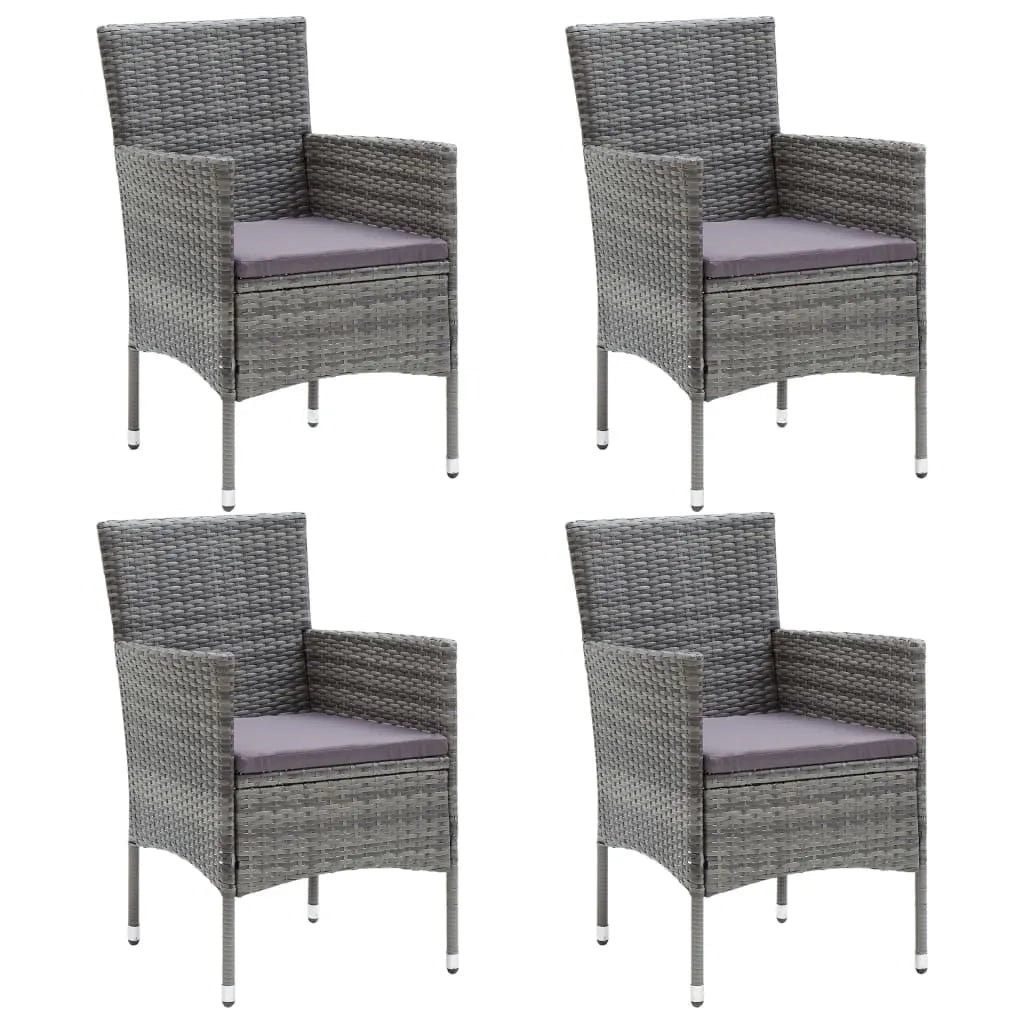 Set da Pranzo per Giardino 5 pz con Cuscini Polyrattan Grigio 3095023