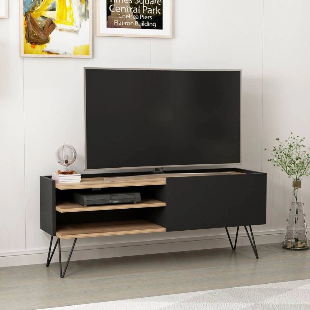 Mobile porta Tv con anta a ribalta Aral 124 colore nero e noce