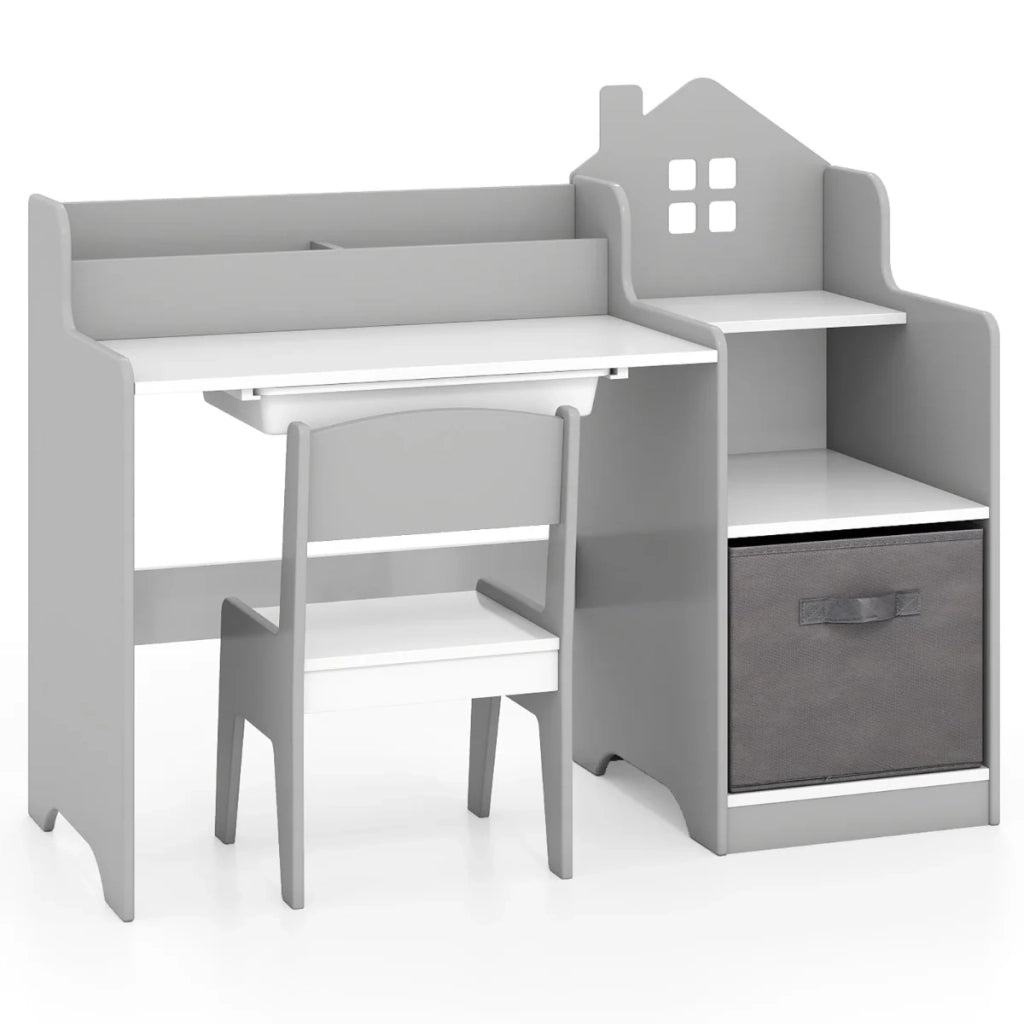 Set di mobili multiuso per bambini: scrivania 94 x 40 x 76,5 cm sedia ergonomica atmosfera accogliente MDF grigio 20_0018670