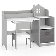 Set di mobili multiuso per bambini: scrivania 94 x 40 x 76,5 cm sedia ergonomica atmosfera accogliente MDF grigio 20_0018670